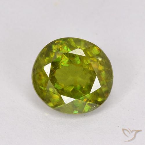 0.95ct Натуральный Теплый лесной зеленый Сфен, Овал, VS-SI