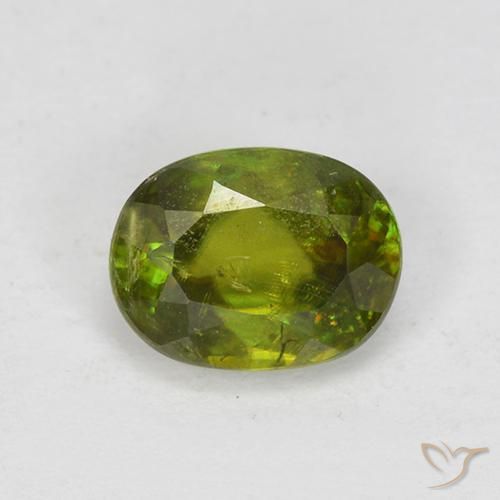 0.83ct Натуральный Теплый землисто-зеленый Сфен, Овал, VS-SI