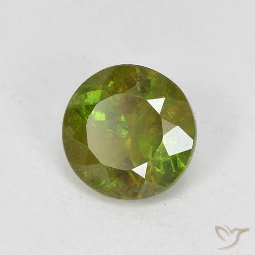 0.70ct Натуральный Землисто-зеленый Сфен, Круглый, VS-SI