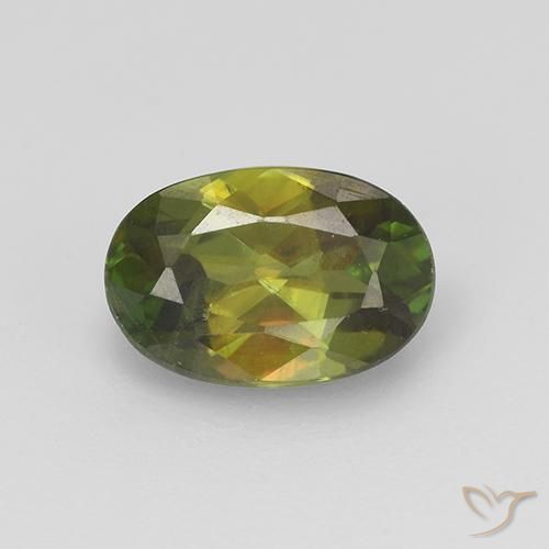 0.89ct Натуральный Средне-темно-зеленый Сфен, Овал, VVS-VS