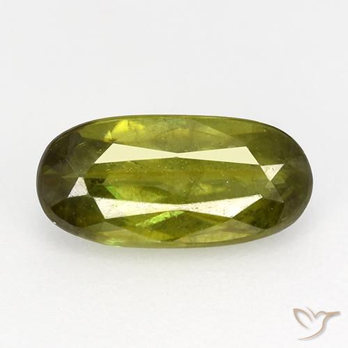 0.95ct Натуральный Темно-зеленый Сфен, Овал, VS-SI