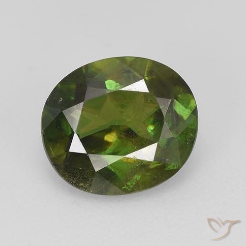1.73ct Натуральный Средний зеленый Сфен, Овал, VS-SI