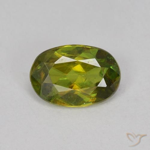 0.60ct Натуральный Теплый землисто-зеленый Сфен, Овал, VVS-VS