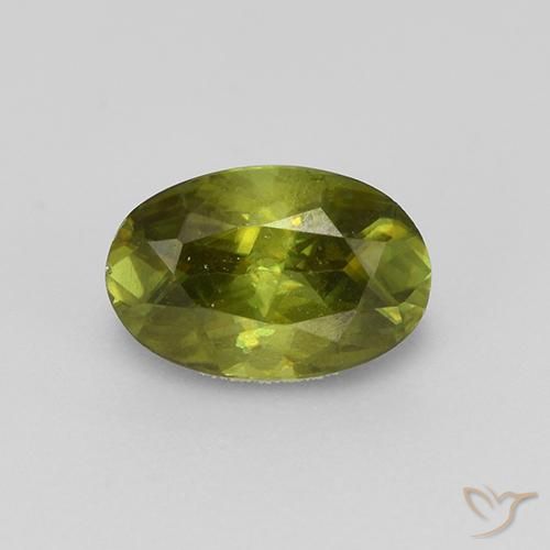0.57ct Натуральный Теплый землисто-зеленый Сфен, Овал, Чистота VS