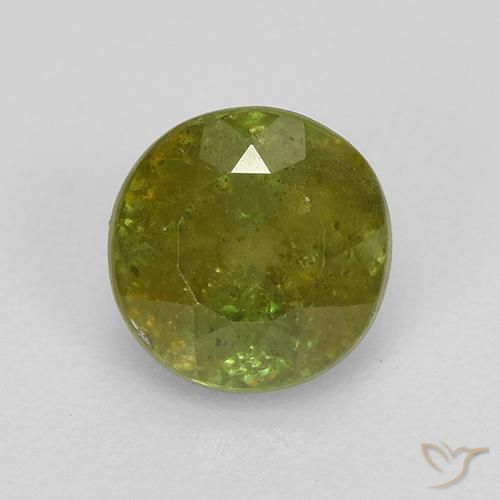 0.90ct Натуральный Землисто-зеленый Сфен, Круглый, VS-SI