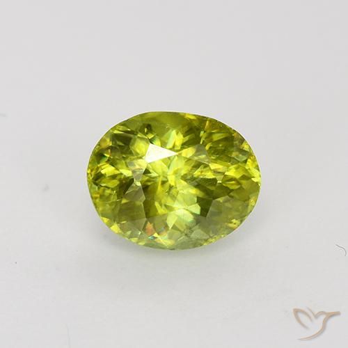 1.28ct Натуральный Средний желтый Сфен, Овал, VS-SI
