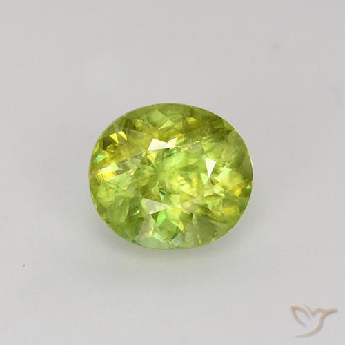 1.22ct Натуральный Ярко-лимонно-желтый Сфен, Овал, VS-SI