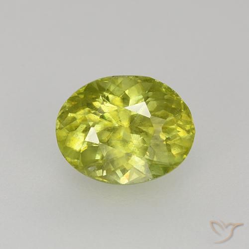 1.18ct Натуральный Лимонно-желтый Сфен, Овал, VS-SI