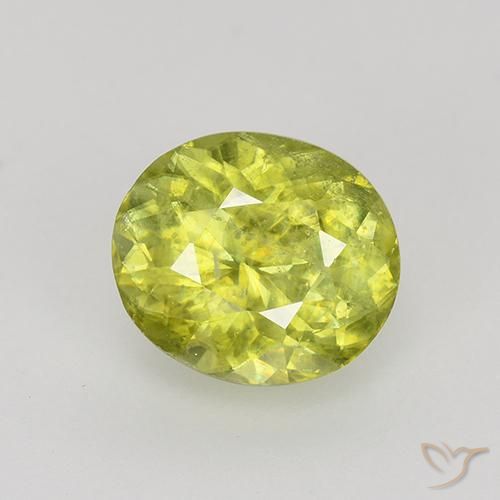 1.12ct Натуральный Средний желтый Сфен, Овал, VS-SI