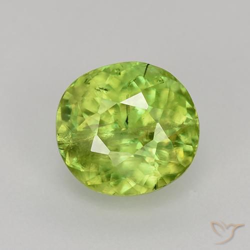 1.32ct Натуральный Средне-светло-зеленый Сфен, Овал, VS-SI