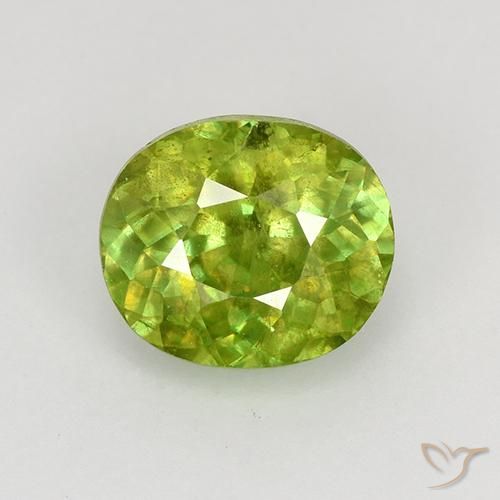 1.08ct Натуральный Живой желтовато-зеленый Сфен, Овал, VS-SI
