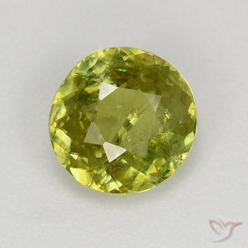 1.13ct Натуральный Средний зеленый Сфен, Круглый, VS-SI