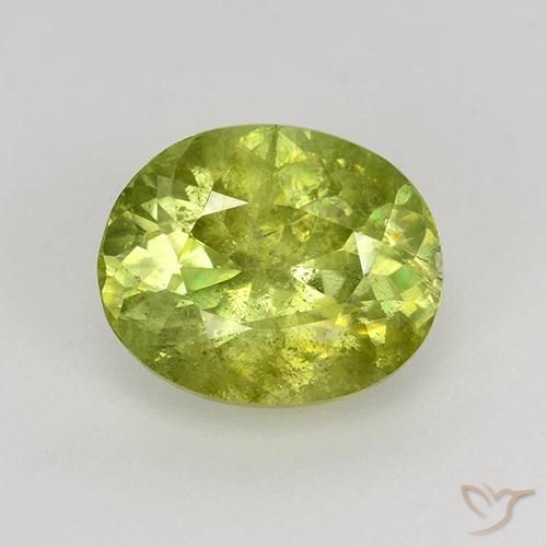 1.19ct Натуральный Теплый лесной зеленый Сфен, Овал, VS-SI