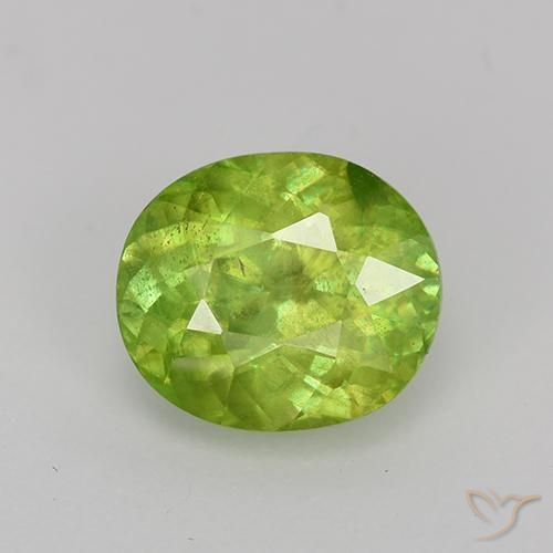 2.47ct Натуральный Средний зеленый Сфен, Овал, VS-SI