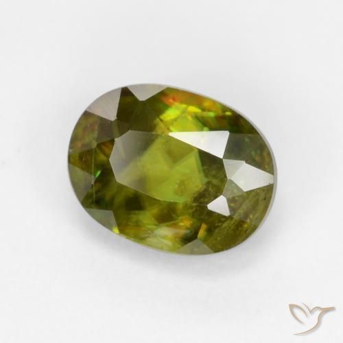 0.84ct Натуральный Средне-темно-зеленый Сфен, Овал, VS-SI