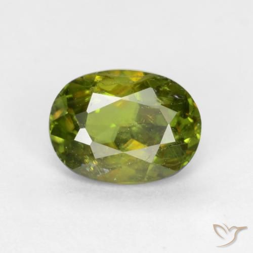 0.65ct Натуральный Теплый землисто-зеленый Сфен, Овал, SI