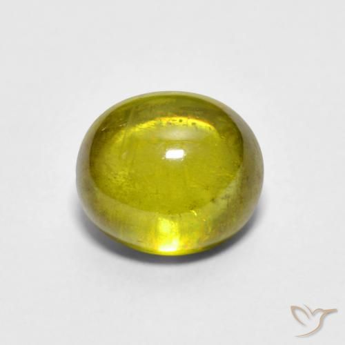 1.57ct Натуральный Теплый зеленый Сфен, Овал, Прозрачный