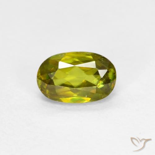 0.56ct Натуральный Теплый лесной зеленый Сфен, Овал, Чистота VS