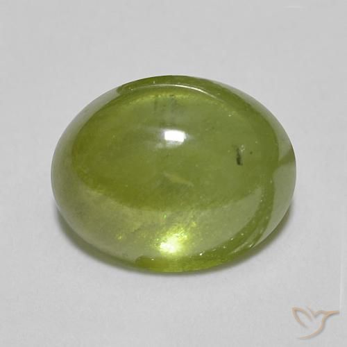 1.54ct Натуральный Оливковый Зеленый Сфен, Овал, Полупрозрачный