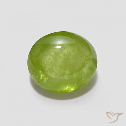 1.72ct Натуральный Средний зеленый Сфен, Овал, Полупрозрачный