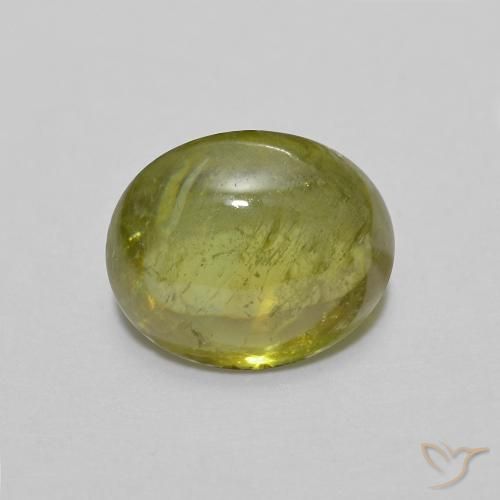 1.35ct Натуральный Теплый лесной зеленый Сфен, Овал, Прозрачный