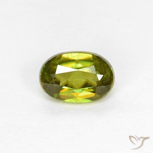 0.42ct Натуральный Medium Dark-Green Сфен, Овал, Чистота VS