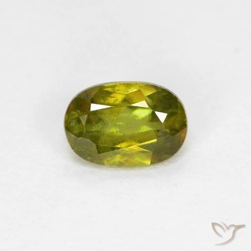 0.42ct Натуральный Средний зеленый Сфен, Овал, Чистота VS