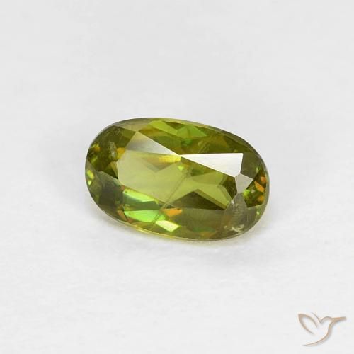 0.50ct Натуральный Теплый землисто-зеленый Сфен, Овал, Чистота VS