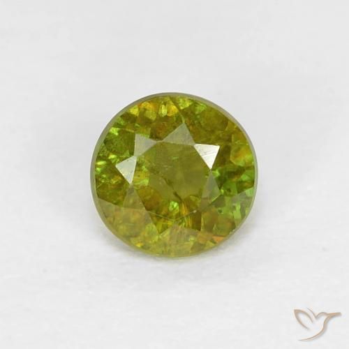 0.40ct Натуральный Теплый лесной зеленый Сфен, Круглый, Чистота VS
