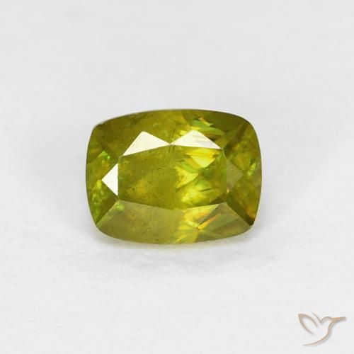 0.54ct Натуральный Теплый лесной зеленый Сфен, Подушка, Чистота VS
