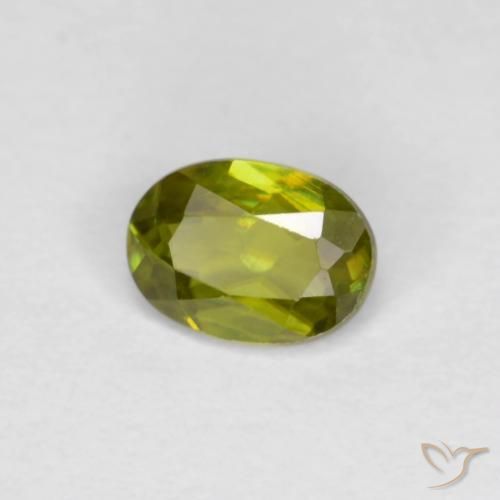 0.40ct Натуральный Теплый землисто-зеленый Сфен, Овал, Чистота VS