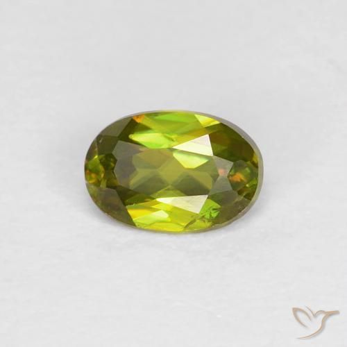 0.42ct Натуральный Теплый лесной зеленый Сфен, Овал, Чистота VS