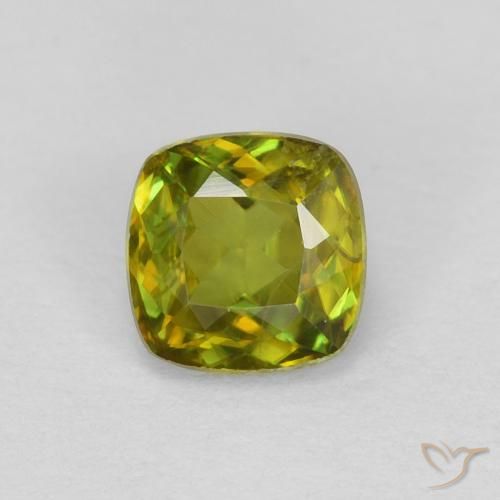 0.48ct Натуральный Средний зеленый Сфен, Подушка, VVS-VS