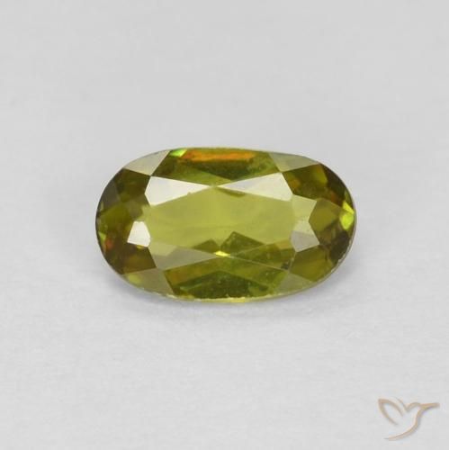 0.34ct Натуральный Теплый землисто-зеленый Сфен, Овал, VVS-VS
