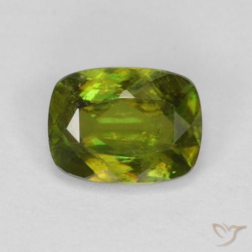 0.62ct Натуральный Травянисто-зелёный Сфен, Подушка, Чистота VS
