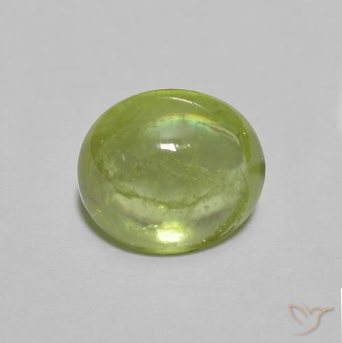 1.31ct Натуральный Средний зеленый Сфен, Овал, Прозрачный