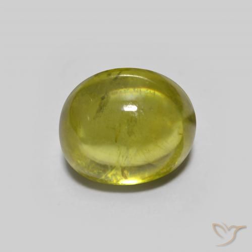 1.33ct Натуральный Теплый лесной зеленый Сфен, Овал, Прозрачный