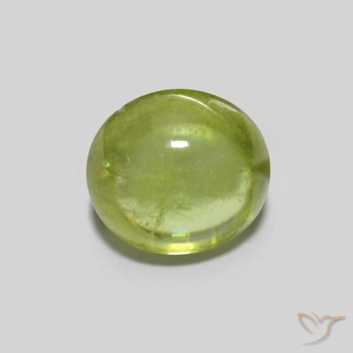 0.90ct Натуральный Ярко-зеленый Сфен, Овал, Прозрачный