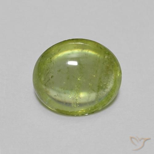 1.07ct Натуральный Оливковый Зеленый Сфен, Овал, Прозрачный
