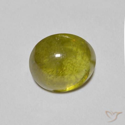 1.54ct Натуральный Теплый зеленый Сфен, Овал, Полупрозрачный