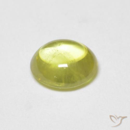 0.75 карата, натуральный Лаймово-зеленый Сфен, Овал, Прозрачный