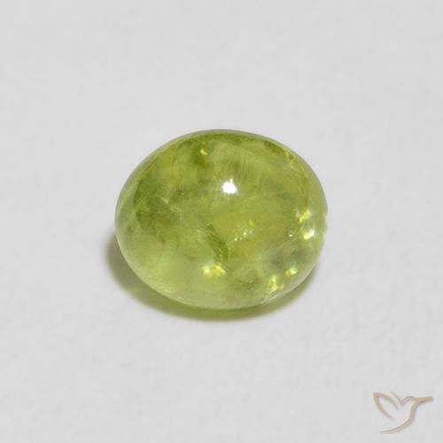 1.07ct Натуральный Ярко-зеленый Сфен, Овал, Прозрачный