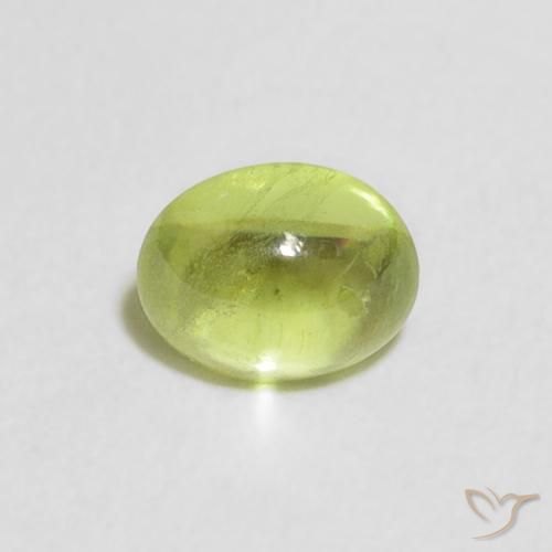 0.91ct Натуральный Ярко-зеленый Сфен, Овал, Прозрачный