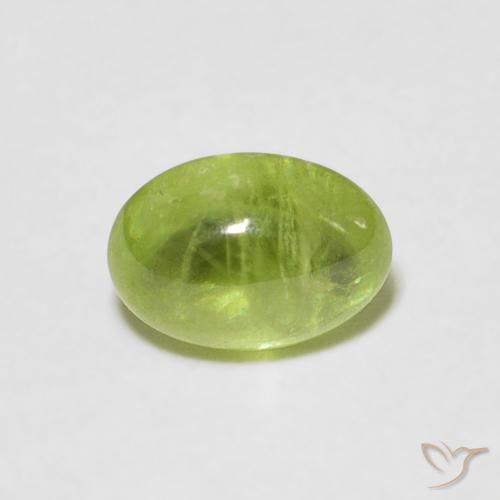 1.11ct Натуральный Ярко-зеленый Сфен, Овал, Прозрачный