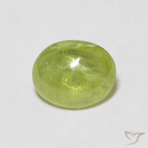 1.10ct Натуральный Лаймово-зеленый Сфен, Овал, Прозрачный