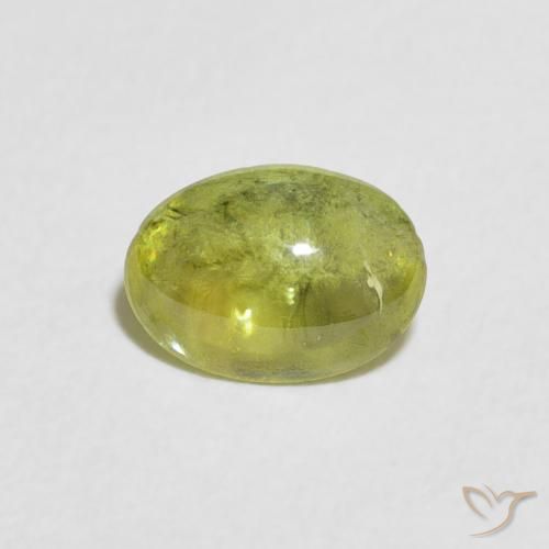 1.10ct Натуральный Теплый лесной зеленый Сфен, Овал, Прозрачный