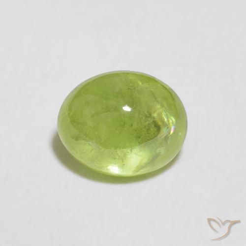 0.89ct Натуральный Ярко-зеленый Сфен, Овал, Прозрачный