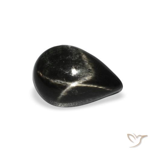 2.46ct Натуральный Черный Звездчатый Диопсид, Форма груши, Непрозрачный