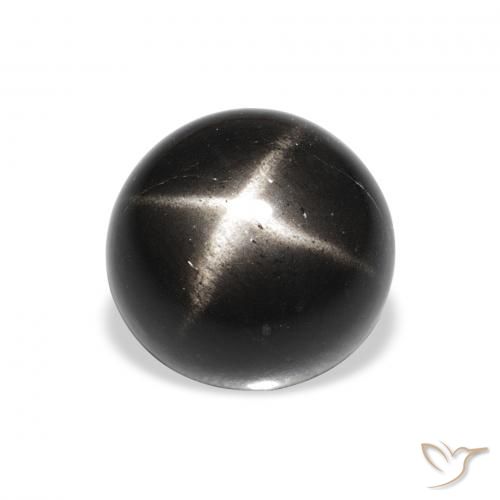 4.14ct Натуральный Черный Звездчатый Диопсид, Круглый, Непрозрачный