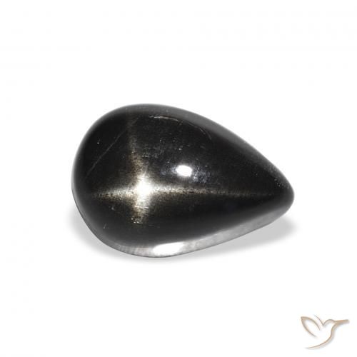 2.44ct Натуральный Черный Звездчатый Диопсид, Форма груши, Непрозрачный